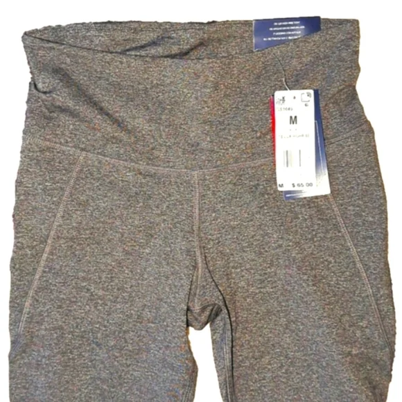 Reebok leggings M heather gray foam pocket yoga pants joggers workout Gym tights - Picture 5 of 8